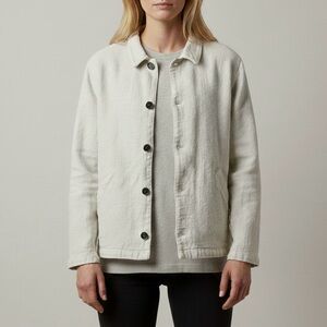 CP Shades Button Front Jacket Textured Cotton Size Medium Cream